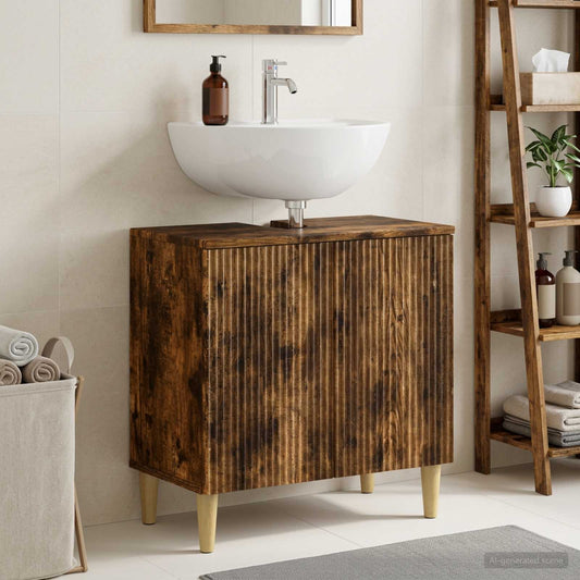 Bathroom Sink Cabinet ARNHEM Smoked Oak 59.5 x 31.5x 59 cm