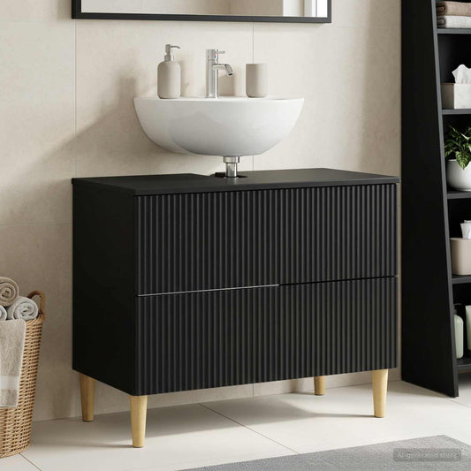 Bathroom Sink Cabinet ARNHEM Black 82 x 41x 59 cm
