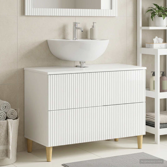 Bathroom Sink Cabinet ARNHEM High Gloss White 82 x 41x 59 cm