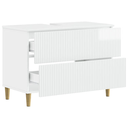 Bathroom Sink Cabinet ARNHEM High Gloss White 82 x 41x 59 cm