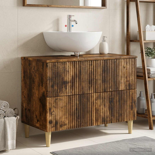 Bathroom Sink Cabinet ARNHEM Smoked Oak 82 x 41x 59 cm