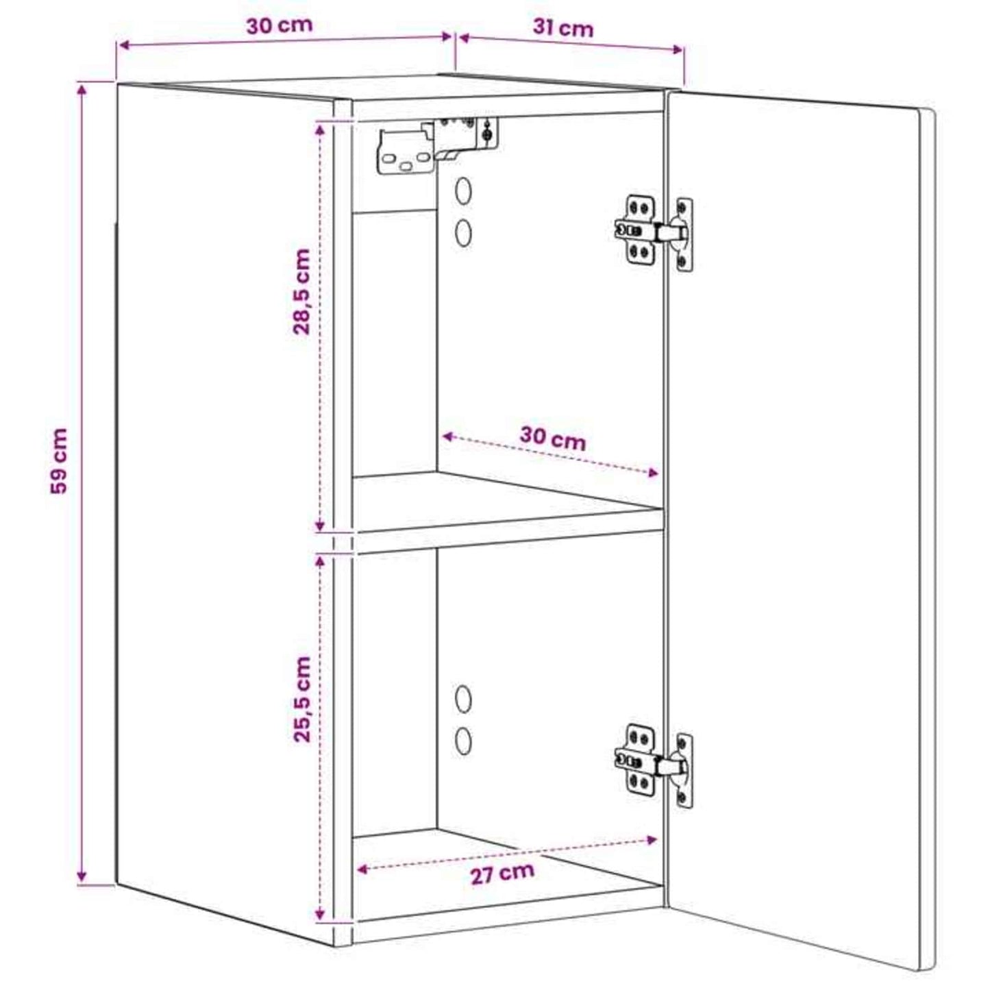 Bathroom Wall Cabinet ARNHEM Grey Sonoma 30 x 31 x 59 cm