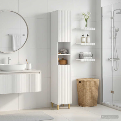 Bathroom Cabinet with Open Shelf ARNHEM White 30 x 31 x 190 cm