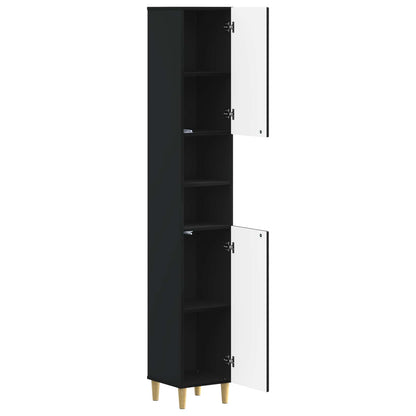 Bathroom Cabinet with Open Shelf ARNHEM Black 30 x 31 x 190 cm