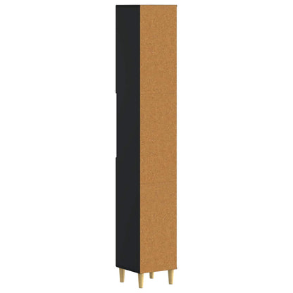 Bathroom Cabinet with Open Shelf ARNHEM Black 30 x 31 x 190 cm