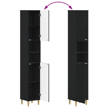 Bathroom Cabinet with Open Shelf ARNHEM Black 30 x 31 x 190 cm