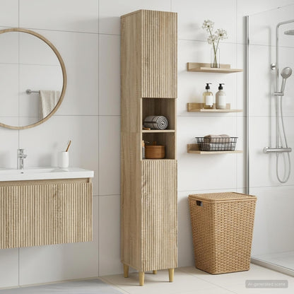 Bathroom Cabinet with Open Shelf ARNHEM Sonoma Oak