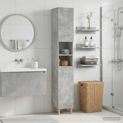 Bathroom Cabinet with Open Shelf ARNHEM Concrete Grey
