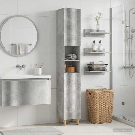 Bathroom Cabinet with Open Shelf ARNHEM Concrete Grey