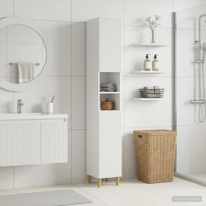 Bathroom Cabinet with Open Shelf ARNHEM High Gloss White