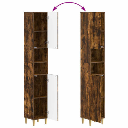 Bathroom Cabinet with Open Shelf ARNHEM Smoked Oak