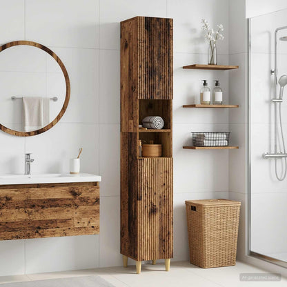 Bathroom Cabinet with Open Shelf ARNHEM Old Wood