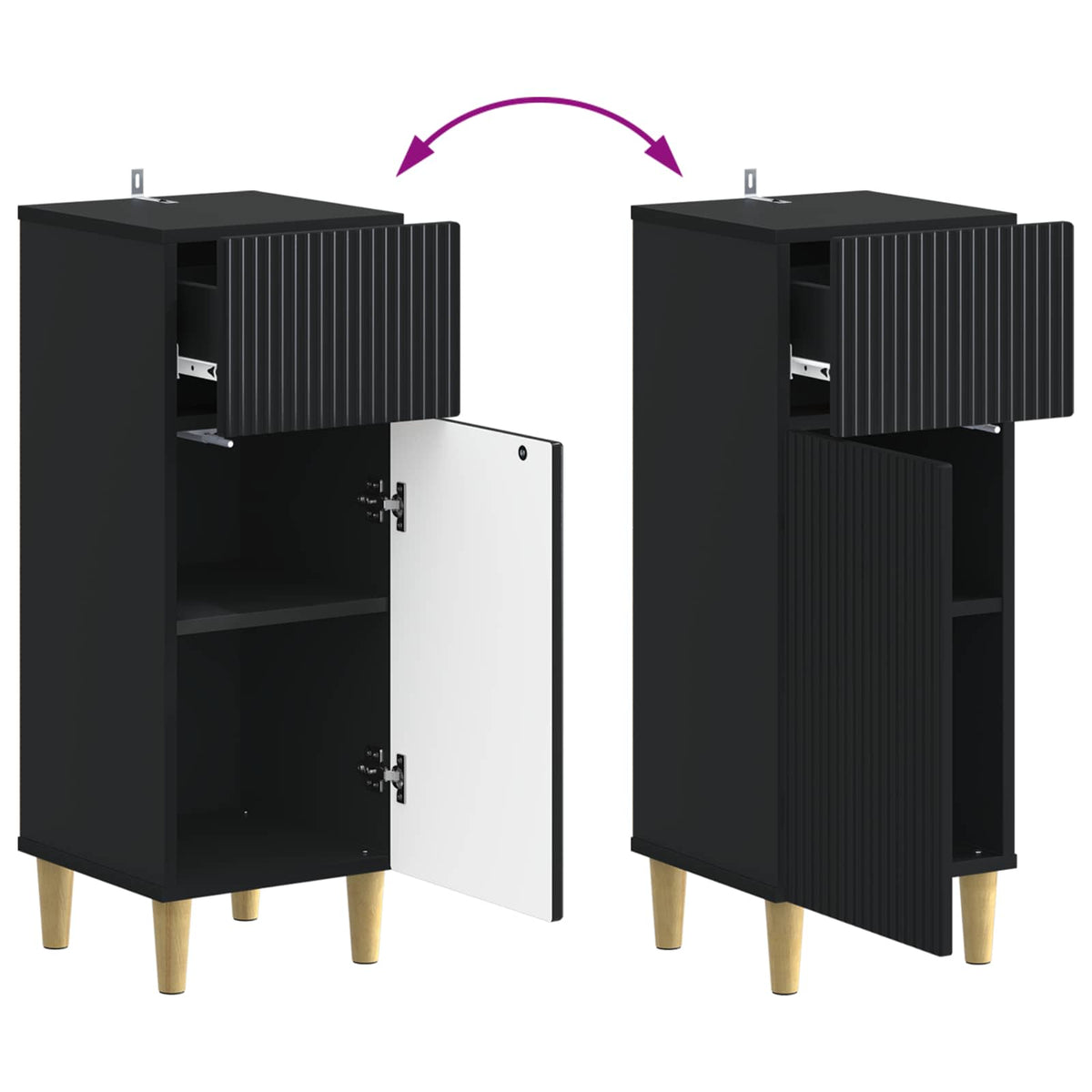 Bathroom Storage Cainet ARNHEM Black 30 x 31 x 80 cm