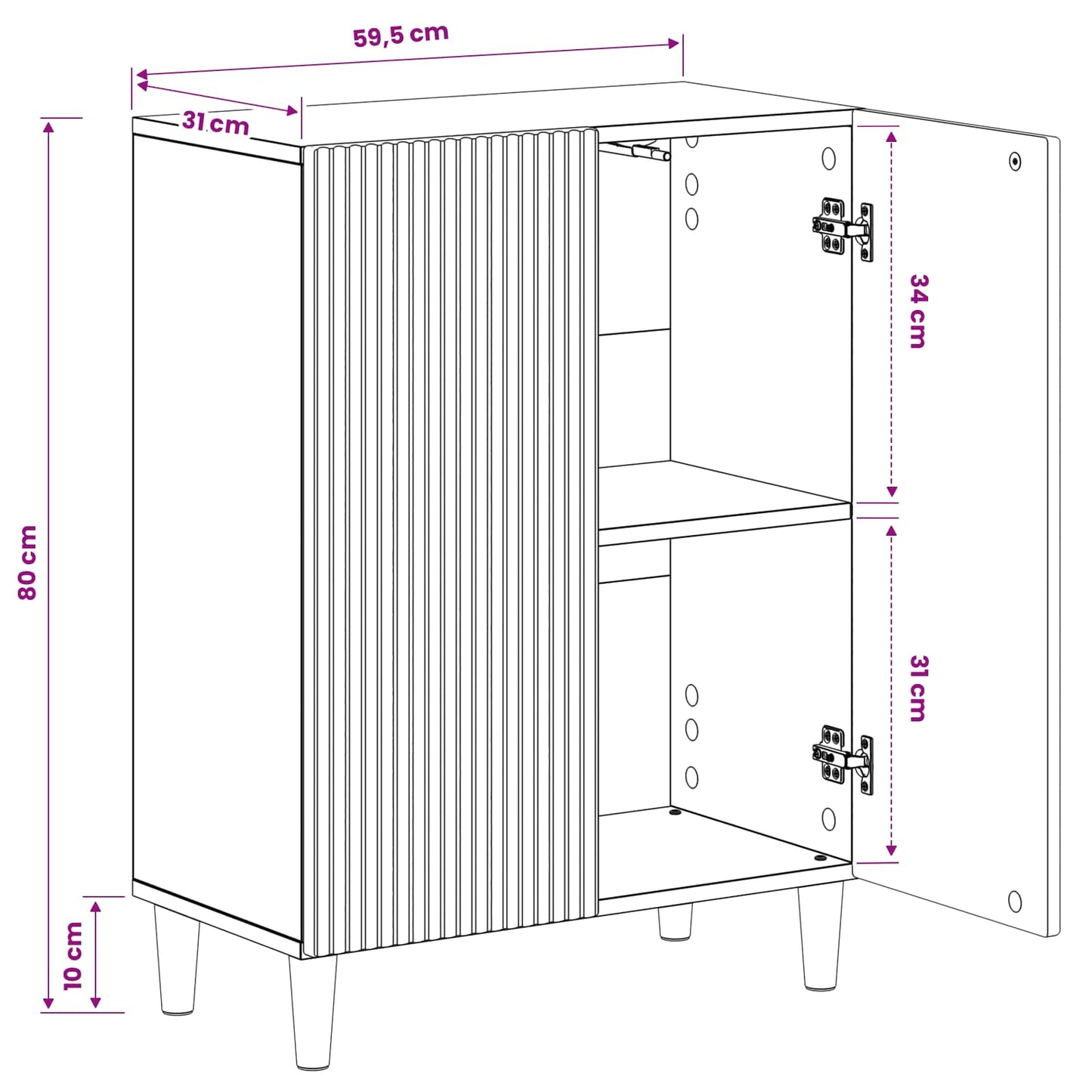 Bathroom Storage Cainet ARNHEM White 59.5 x 31 x 80 cm
