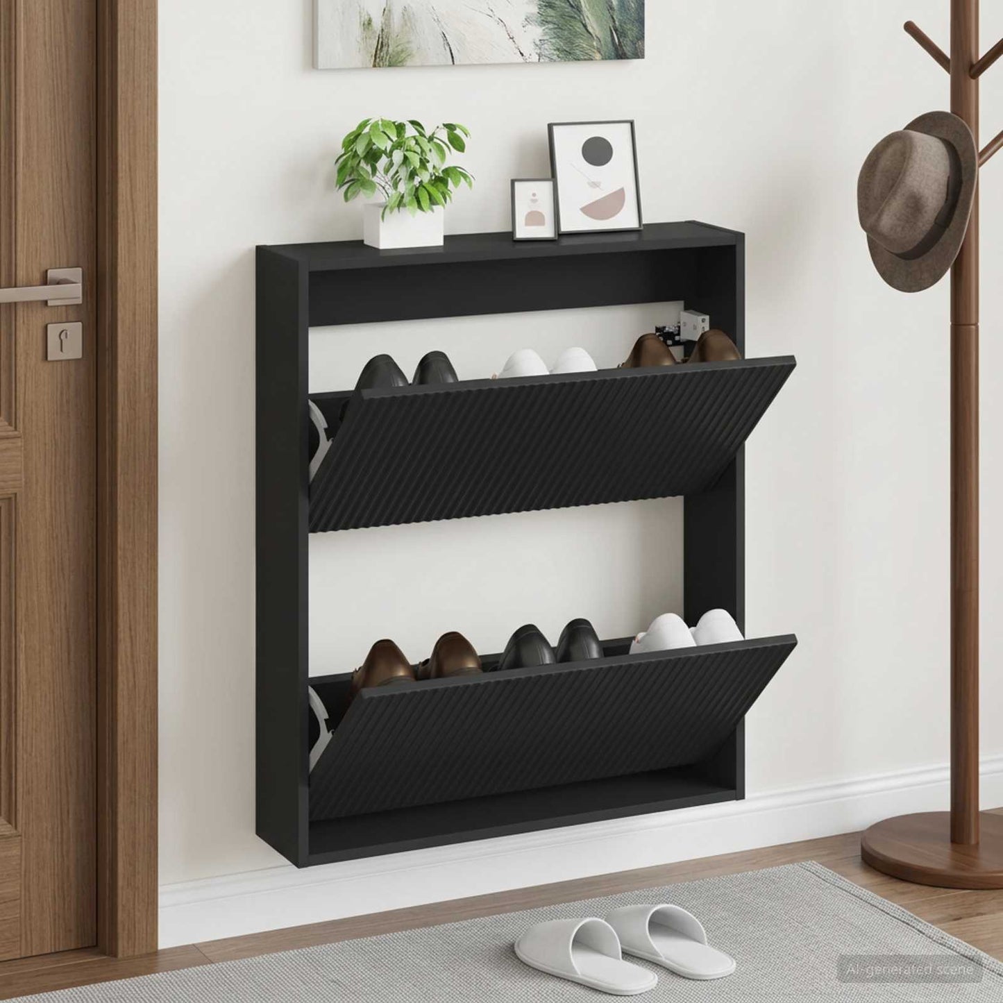 Wall-Mounted Shoe Cabinet ARNHEM 71 x 17 x 86 cm Black