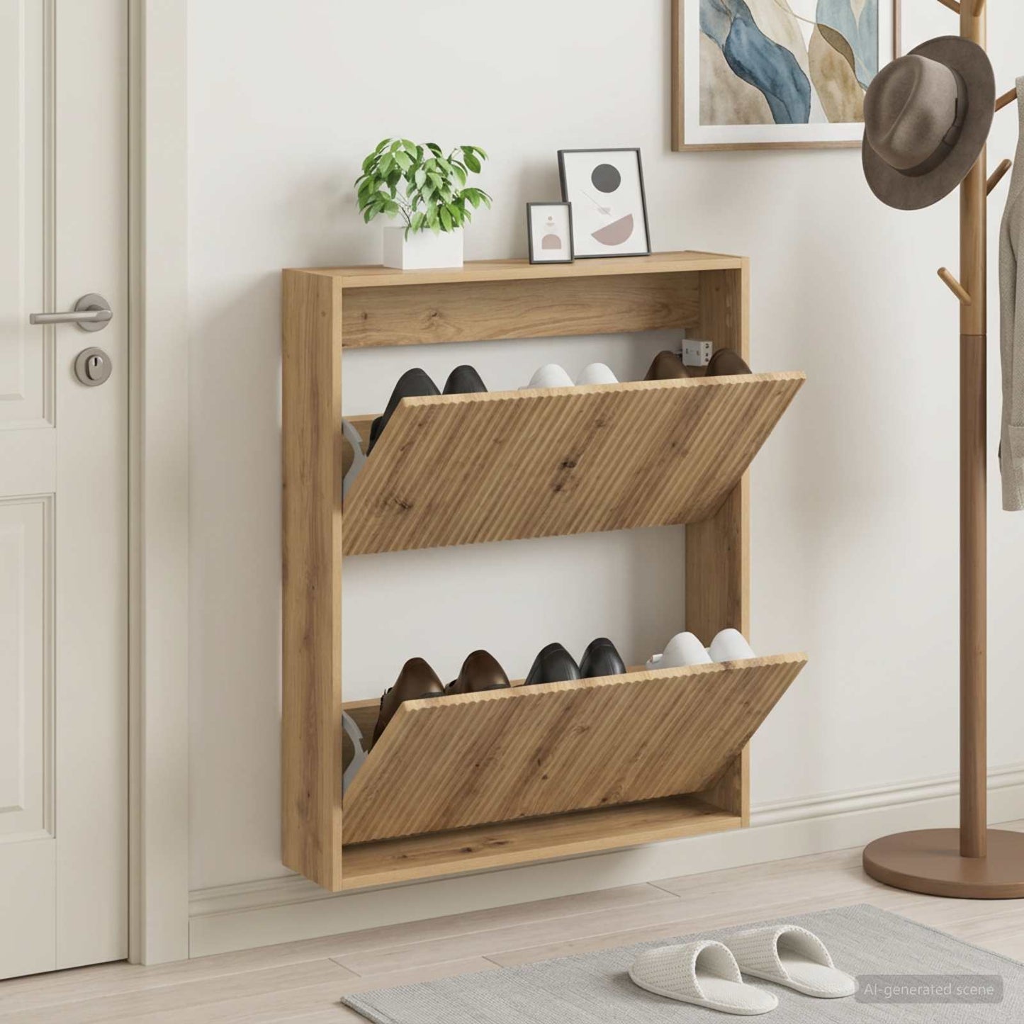 Wall-Mounted Shoe Cabinet ARNHEM 71 x 17 x 86 cm Artisan Oak