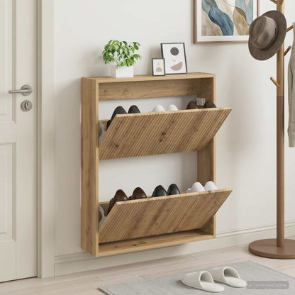 Wall-Mounted Shoe Cabinet ARNHEM 71 x 17 x 86 cm Artisan Oak