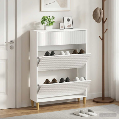 Shoe Cabinet ARNHEM 78 x 24 x 103 cm Engineered Wood White