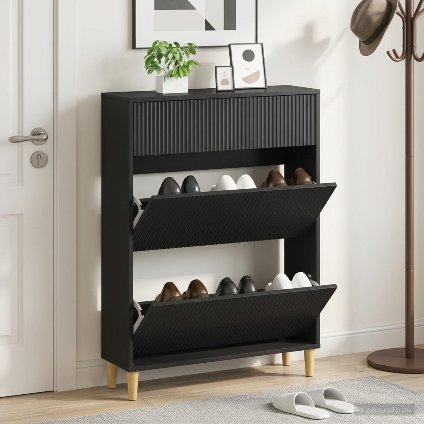 Shoe Cabinet ARNHEM 78 x 24 x 103 cm Engineered Wood Black