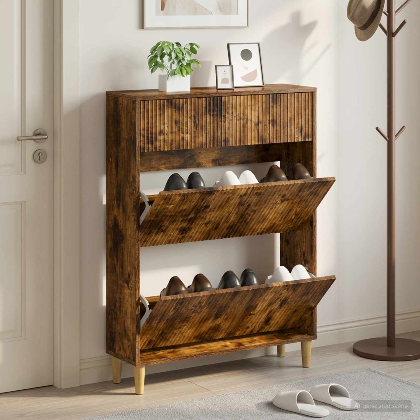 Shoe Cabinet ARNHEM 78 x 24 x 103 cm Engineered Wood Smoked Oak