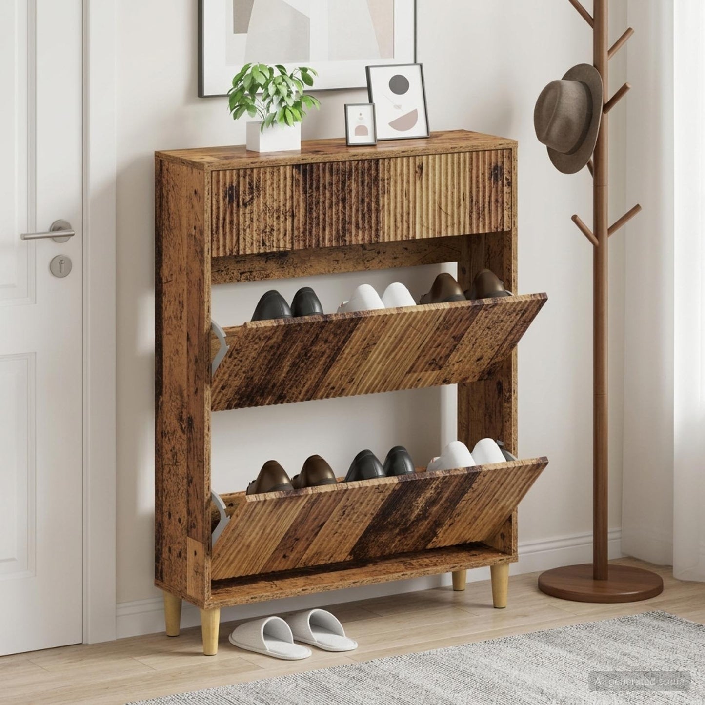 Shoe Cabinet ARNHEM 78 x 24 x 103 cm Engineered Wood Old Wood