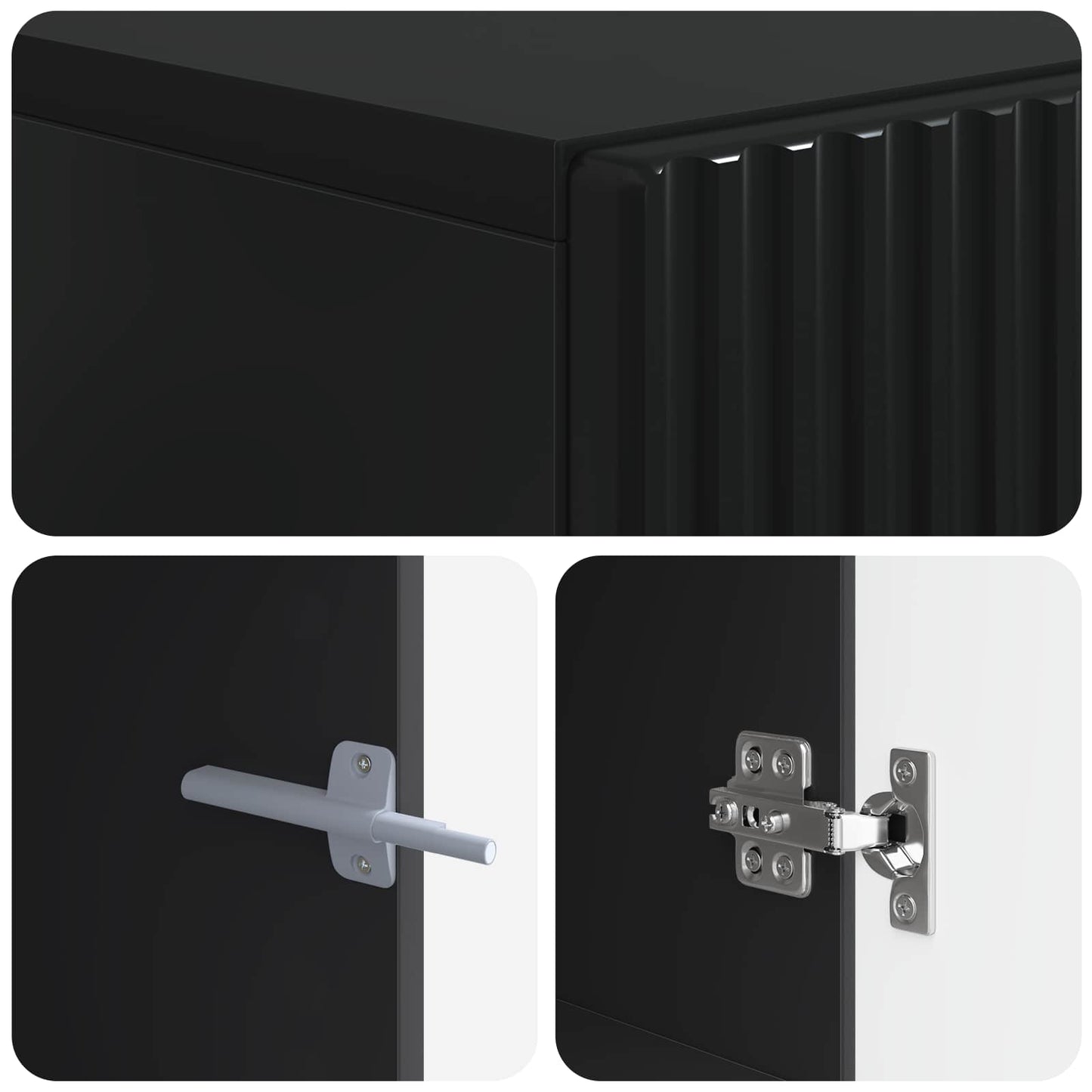 LED TV Cabinet Black Engineered Wood