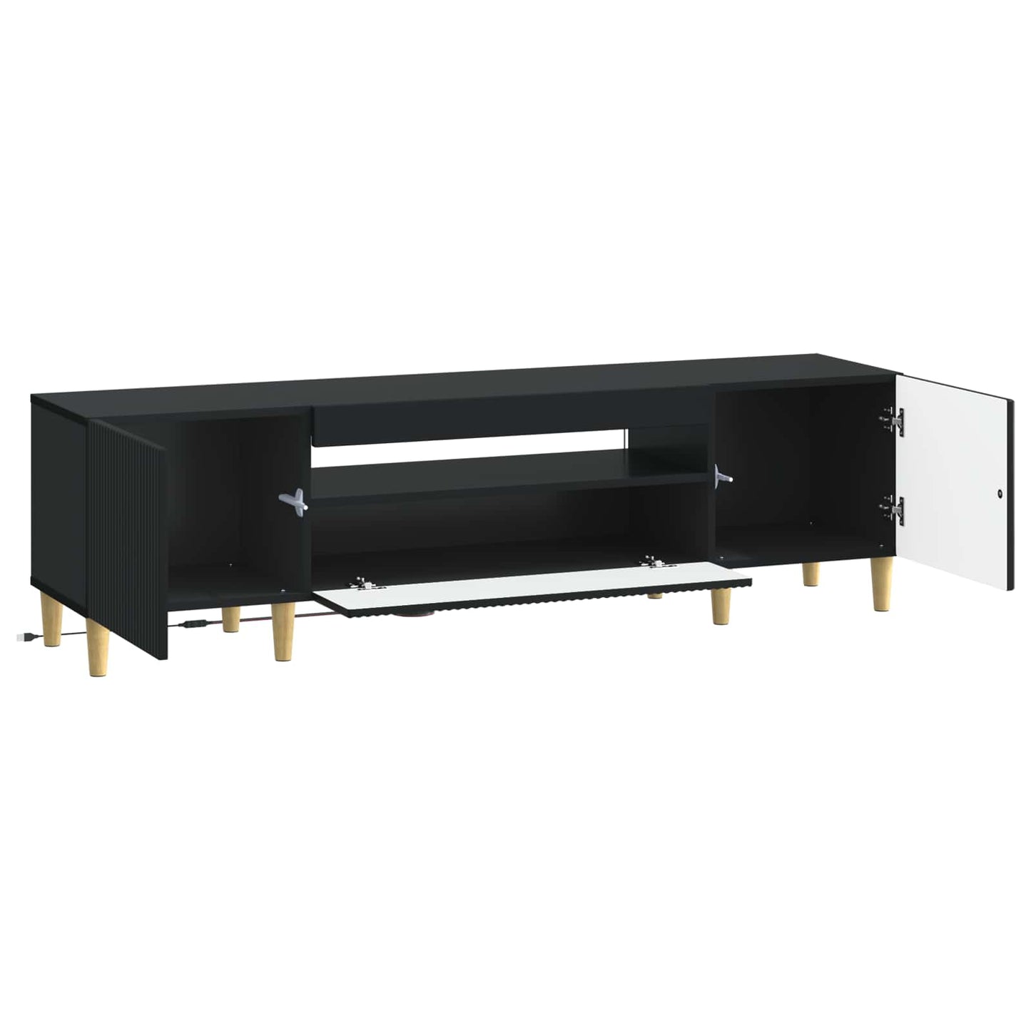 LED TV Cabinet Black Engineered Wood
