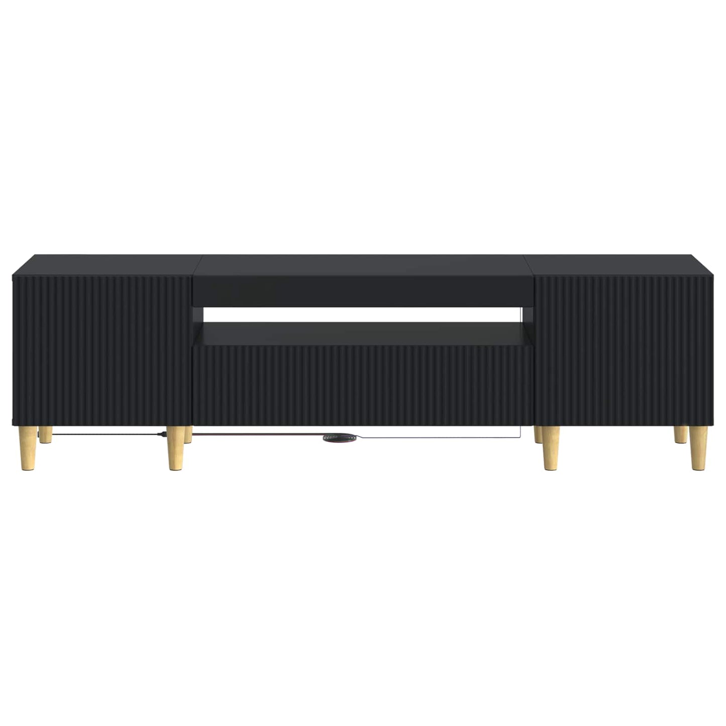 LED TV Cabinet Black Engineered Wood