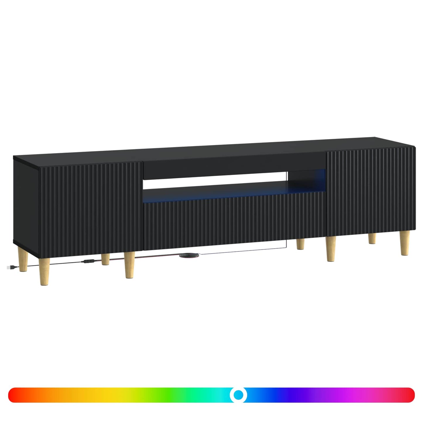 LED TV Cabinet Black Engineered Wood