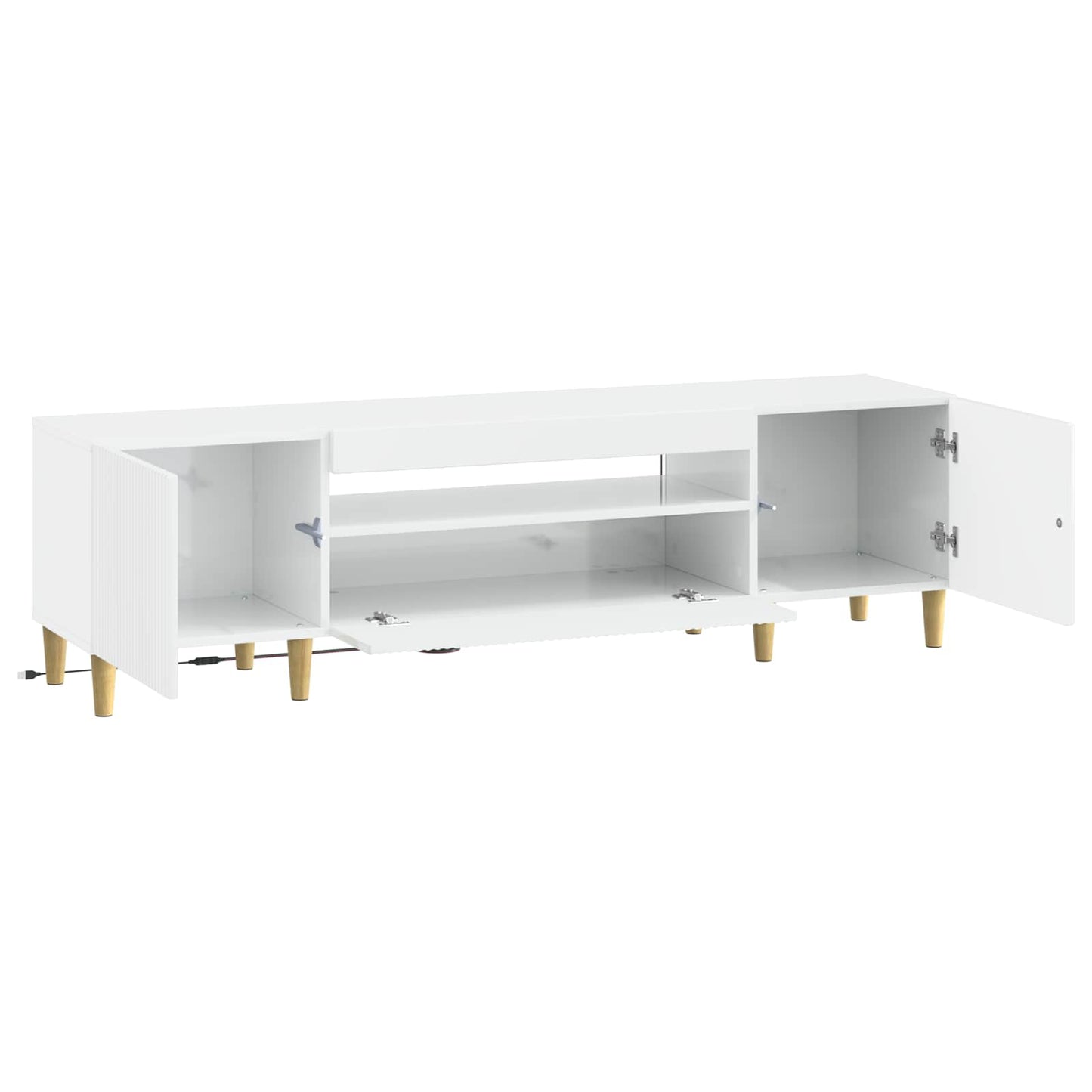 LED TV Cabinet High Gloss White Engineered Wood
