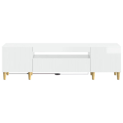 LED TV Cabinet High Gloss White Engineered Wood