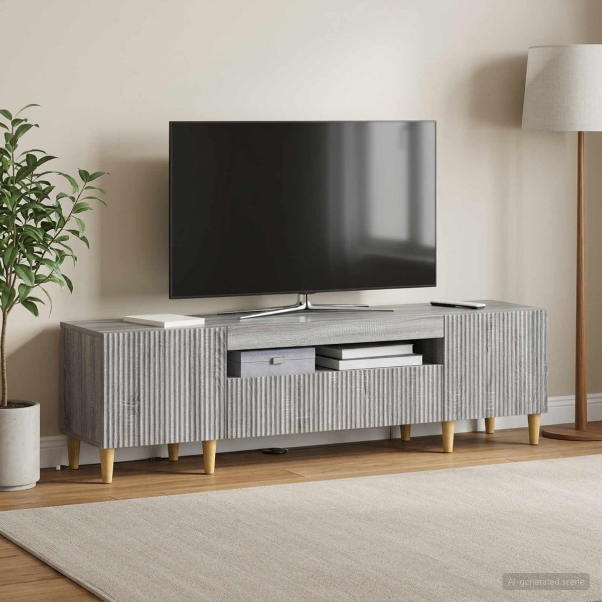 LED TV Cabinet Grey Sonoma Engineered Wood