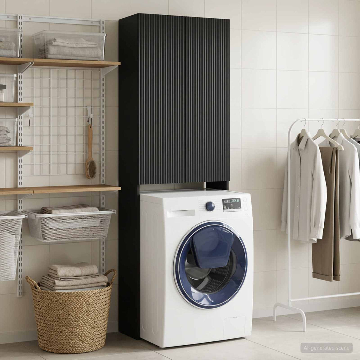 Toilet Cabinet ARNHEM Black 66 x 25.5 x 190 cm Engineered Wood