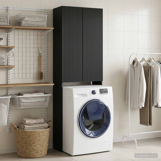 Toilet Cabinet ARNHEM Black 66 x 25.5 x 190 cm Engineered Wood