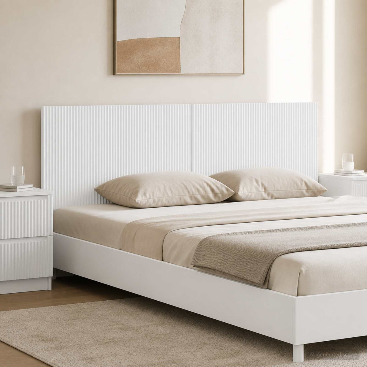 Wall-Mounted Headboard ARNHEM High Gloss White Engineered Wood