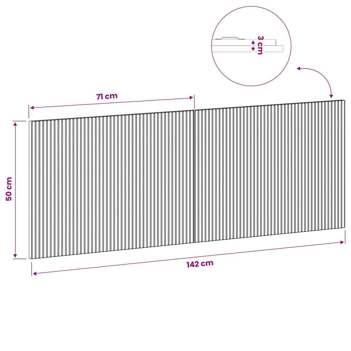 Wall-Mounted Headboard ARNHEM White Engineered Wood