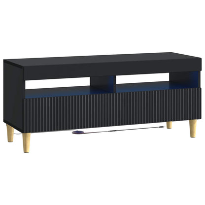 LED TV Cabinet Black Engineered Wood