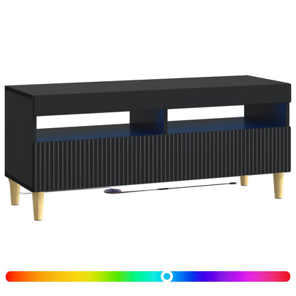LED TV Cabinet Black Engineered Wood