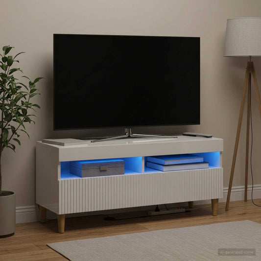 LED TV Cabinet ARNHEM 100 x 35 x 43 cm High Gloss White