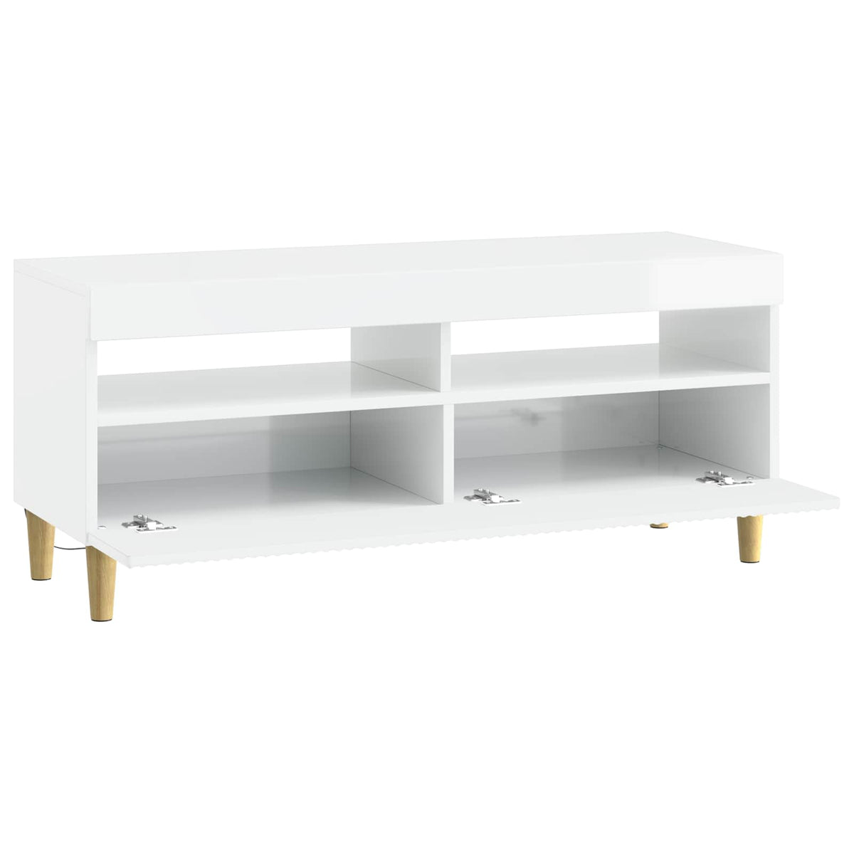 LED TV Cabinet High Gloss White Engineered Wood