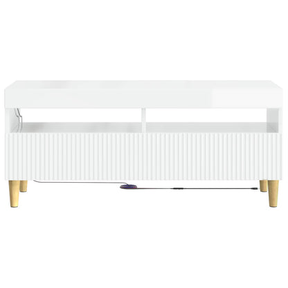 LED TV Cabinet High Gloss White Engineered Wood