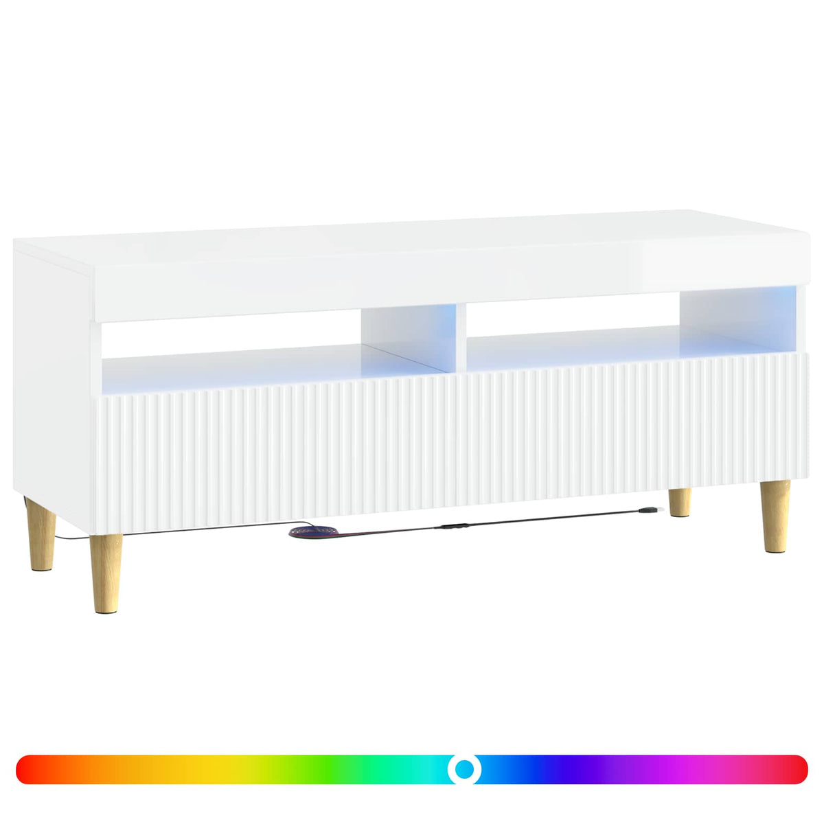 LED TV Cabinet High Gloss White Engineered Wood