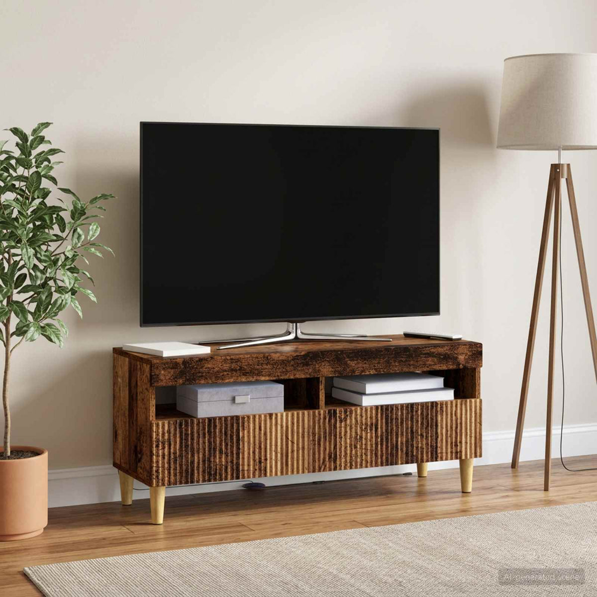 LED TV Cabinet Old Wood Engineered Wood