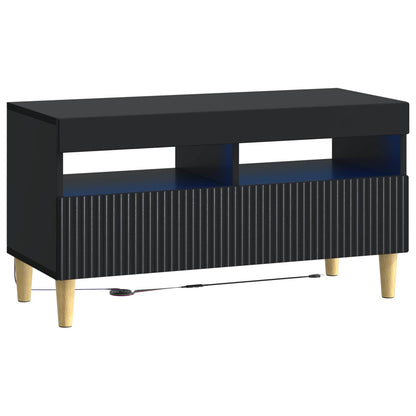 LED TV Cabinet Black Engineered Wood