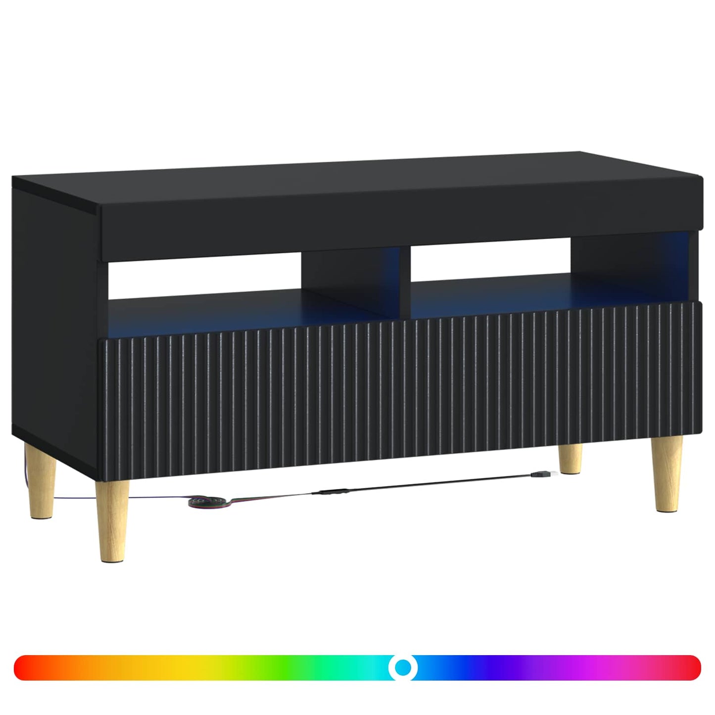 LED TV Cabinet Black Engineered Wood