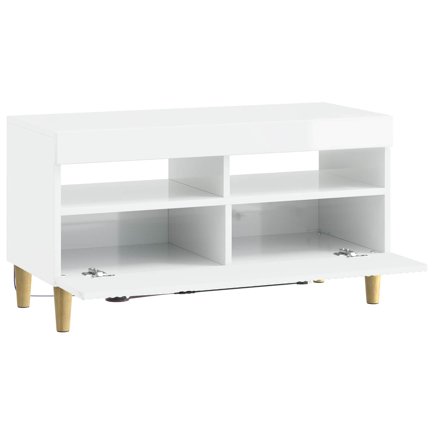 LED TV Cabinet High Gloss White Engineered Wood