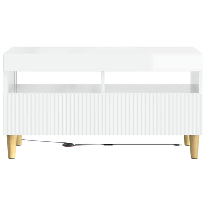 LED TV Cabinet High Gloss White Engineered Wood