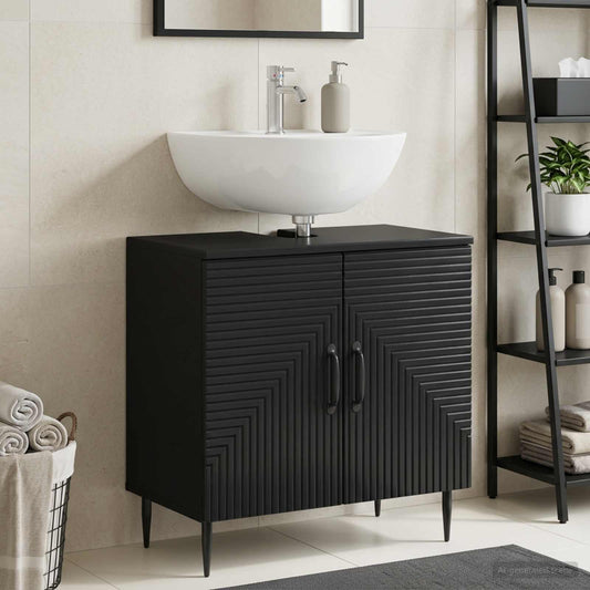 Bathroom Sink Cabinet HAARLEM Black 59.5 x 31.5x 59 cm