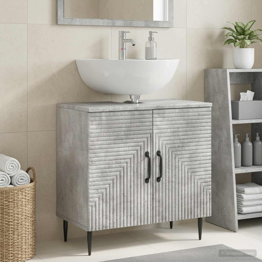 Bathroom Sink Cabinet HAARLEM Concrete Grey 59.5 x 31.5x 59 cm