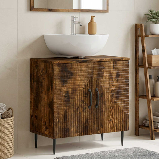 Bathroom Sink Cabinet HAARLEM Smoked Oak 59.5 x 31.5x 59 cm